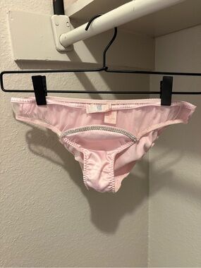 Victoria's Secret Light Pink Sheer Mesh Bikini Panty with Rhinestone Trim